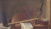 HUILLIOT, Pierre Nicolas Still Life of Musical Instruments (mk14) USA oil painting reproduction
